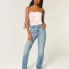 Jeans dritti a vita alta con lavaggio medio