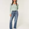 Jeans dritti a vita alta con lavaggio medio Jeans dritti a vita alta con lavaggio medio