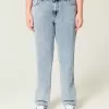 Jeans dritti a vita alta con lavaggio medio