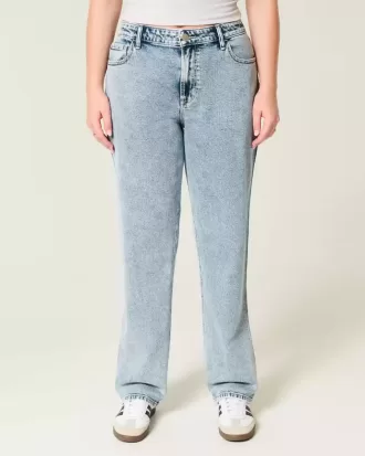 Jeans dritti a vita alta con lavaggio medio