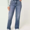 Jeans dritti a vita alta con lavaggio medio Jeans dritti a vita alta con lavaggio medio