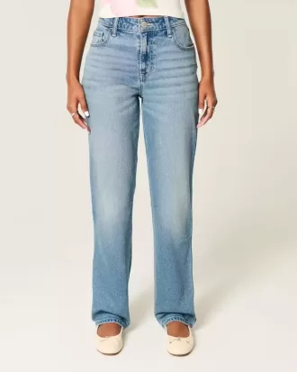 Jeans dritti a vita alta con lavaggio medio