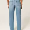 Jeans dritti a vita alta con lavaggio medio