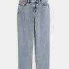 Jeans dritti a vita alta con lavaggio medio