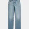 Jeans dritti a vita alta con lavaggio medio