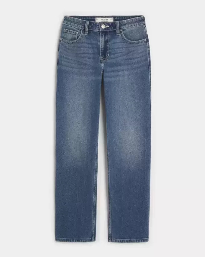 Jeans dritti a vita alta con lavaggio medio Jeans dritti a vita alta con lavaggio medio