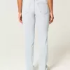 Jeans dritti a vita alta e lavaggio chiaro con effetto curvy