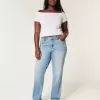 Jeans dritti a vita alta e lavaggio medio con effetto curvy