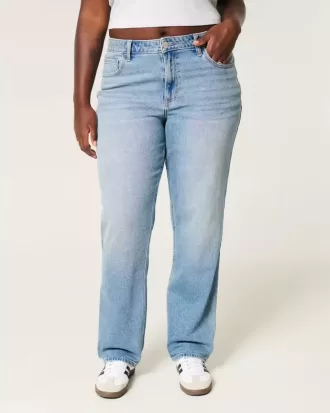 Jeans dritti a vita alta e lavaggio medio con effetto curvy