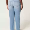 Jeans dritti a vita alta e lavaggio medio con effetto curvy
