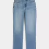 Jeans dritti a vita alta e lavaggio medio con effetto curvy