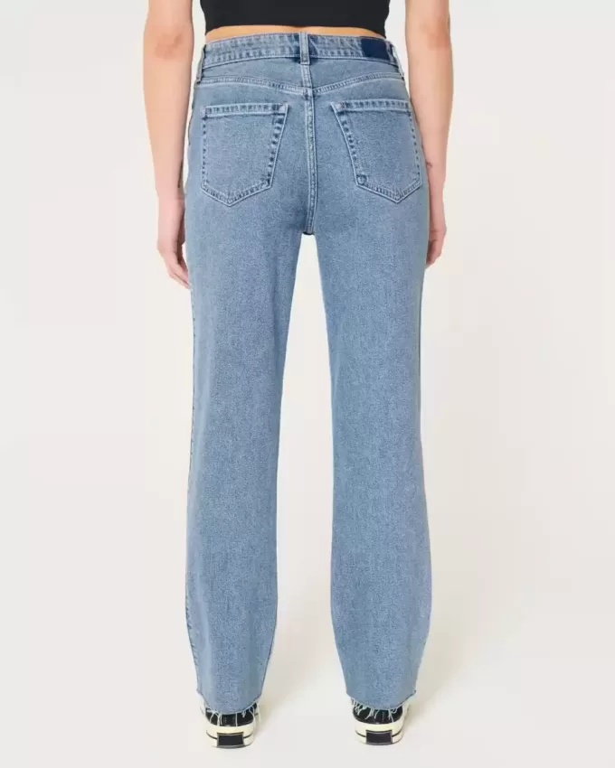 Jeans dritti anni ’90 a vita alta con lavaggio medio