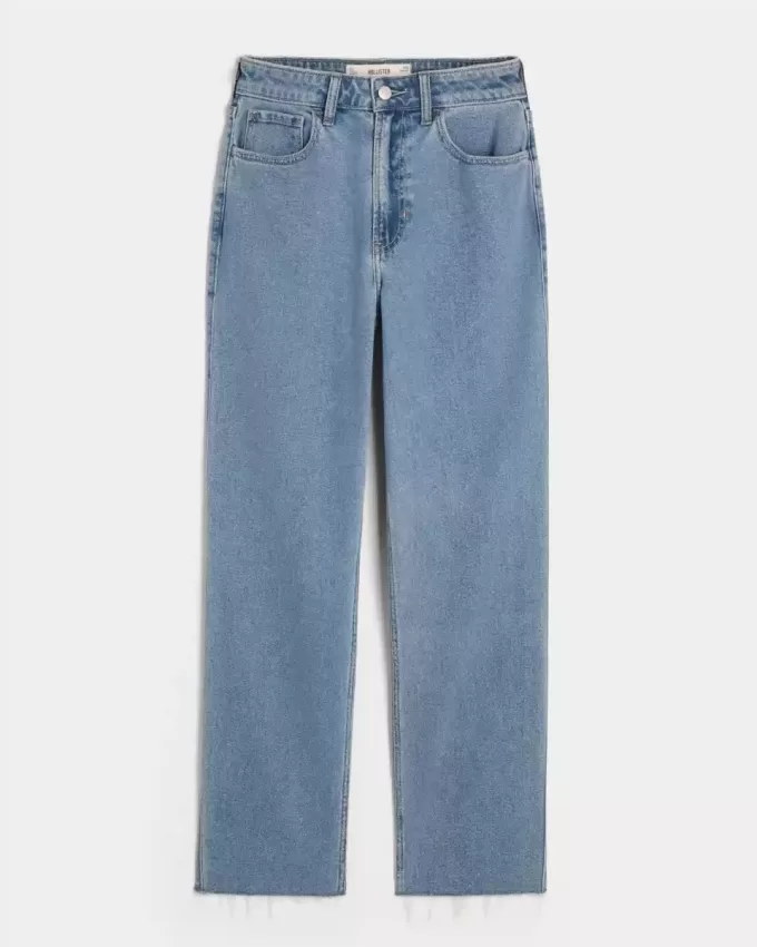 Jeans dritti anni ’90 a vita alta con lavaggio medio