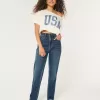 Jeans dritti anni ’90 a vita alta lavaggio scuro