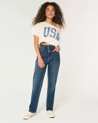 Jeans dritti anni ’90 a vita alta lavaggio scuro