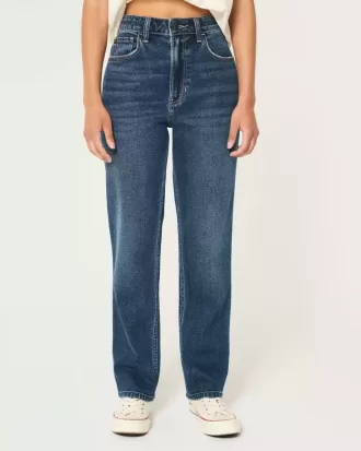 Jeans dritti anni ’90 a vita alta lavaggio scuro