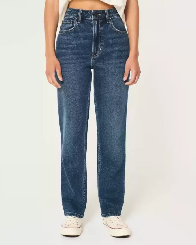 Jeans dritti anni ’90 a vita alta lavaggio scuro