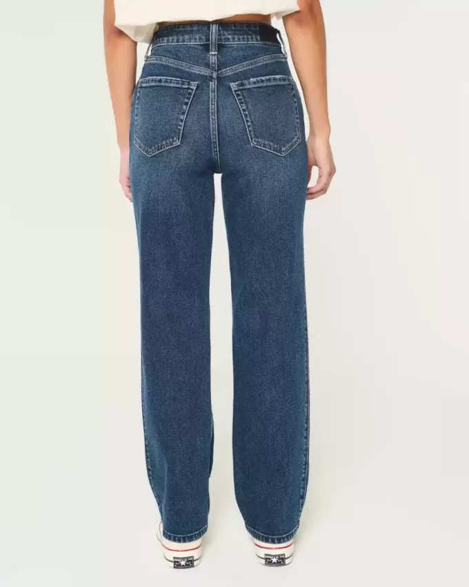 Jeans dritti anni ’90 a vita alta lavaggio scuro