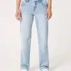 Jeans dritti e rilassati a vita bassa con lavaggio chiaro
