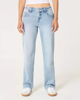 Jeans dritti e rilassati a vita bassa con lavaggio chiaro