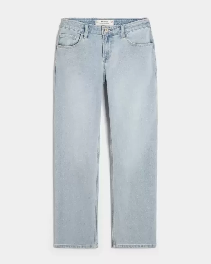 Jeans dritti e rilassati a vita bassa con lavaggio chiaro