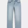 Jeans dritti e rilassati a vita bassa con lavaggio chiaro