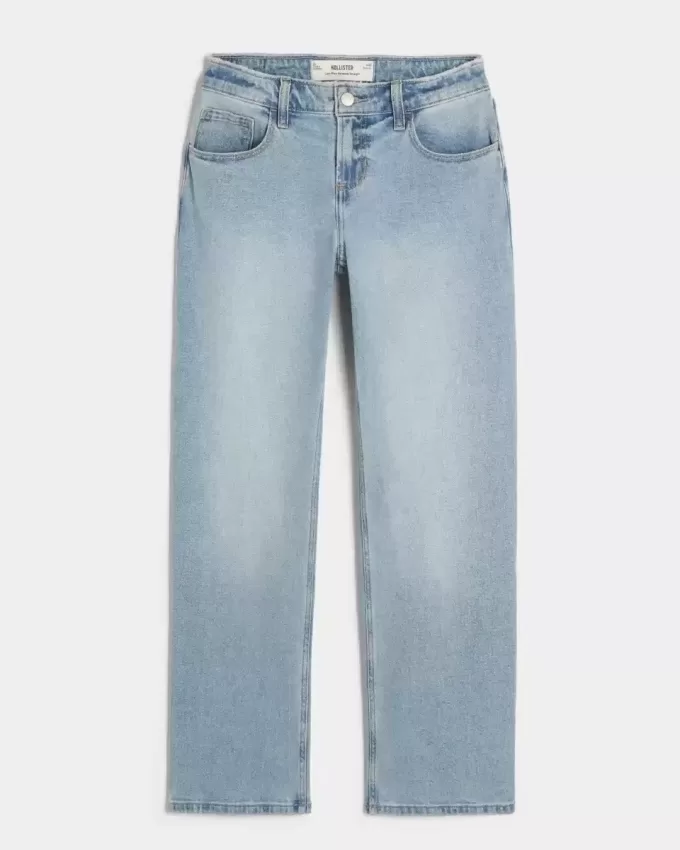Jeans dritti e rilassati a vita bassa con lavaggio chiaro