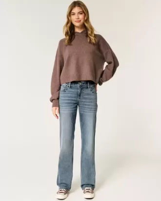 Jeans dritti e rilassati a vita bassa con lavaggio medio