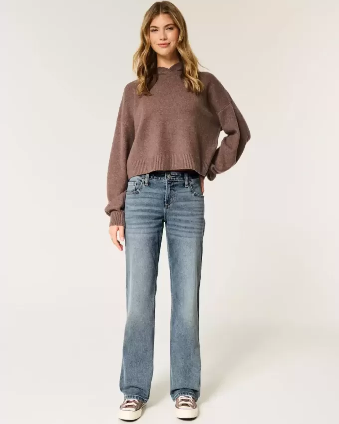 Jeans dritti e rilassati a vita bassa con lavaggio medio
