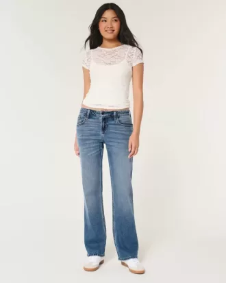 Jeans dritti e rilassati a vita bassa con lavaggio medio