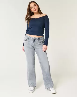 Jeans dritti e rilassati a vita bassa con lavaggio medio