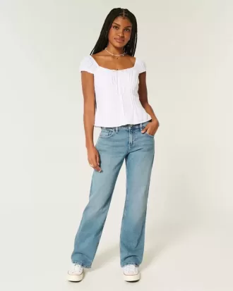 Jeans dritti e rilassati a vita bassa con lavaggio medio
