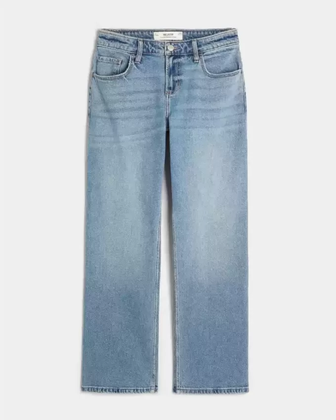 Jeans dritti e rilassati a vita bassa con lavaggio medio