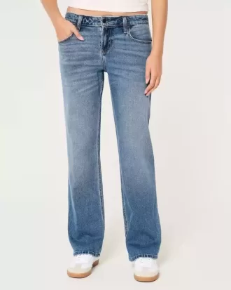 Jeans dritti e rilassati a vita bassa con lavaggio medio