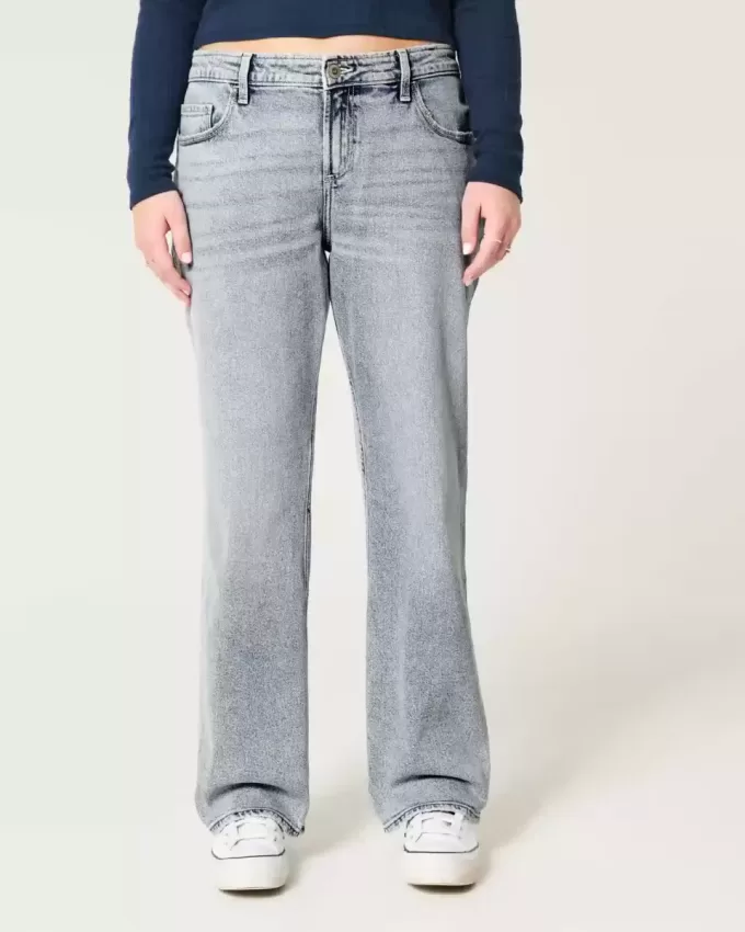 Jeans dritti e rilassati a vita bassa con lavaggio medio