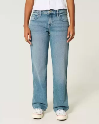 Jeans dritti e rilassati a vita bassa con lavaggio medio