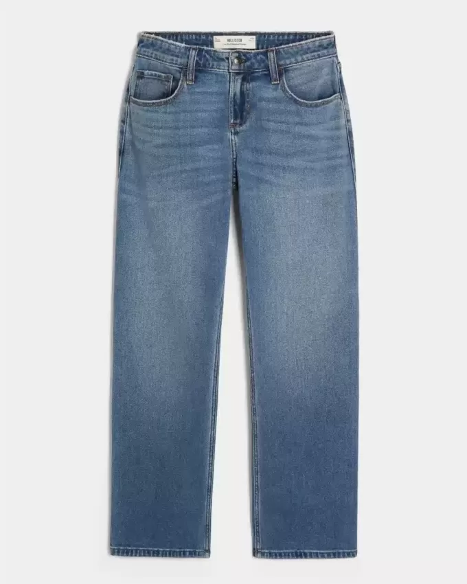 Jeans dritti e rilassati a vita bassa con lavaggio medio Jeans dritti e rilassati a vita bassa con lavaggio medio