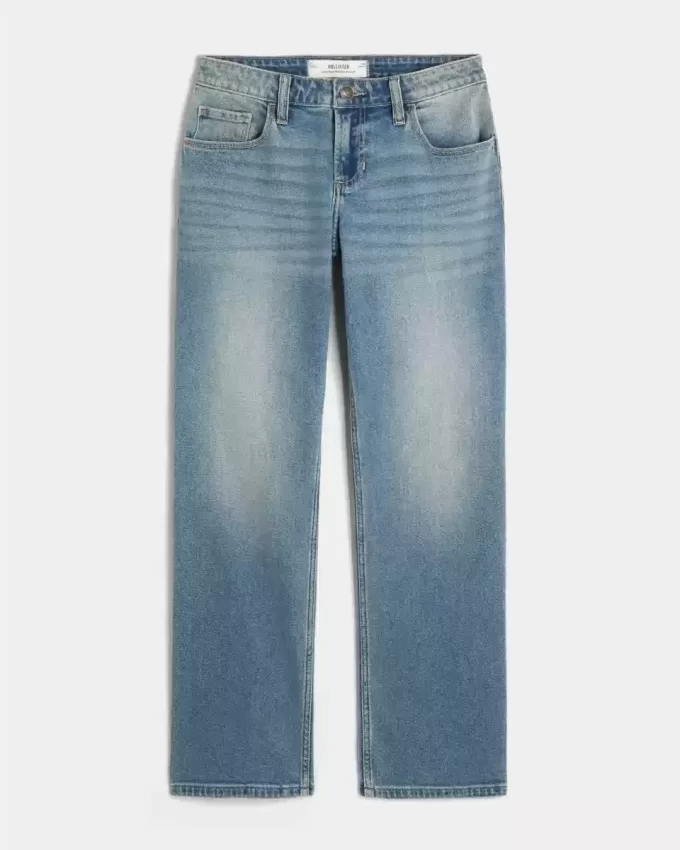 Jeans dritti e rilassati a vita bassa con lavaggio medio