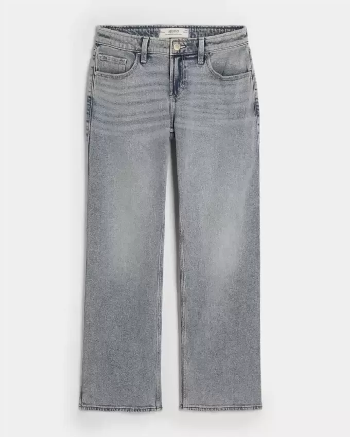Jeans dritti e rilassati a vita bassa con lavaggio medio