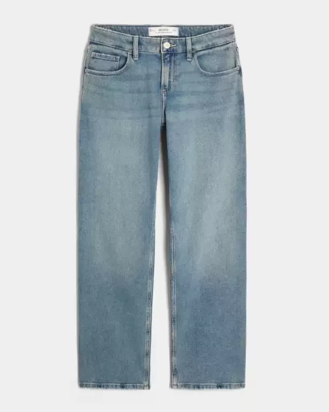 Jeans dritti e rilassati a vita bassa con lavaggio medio