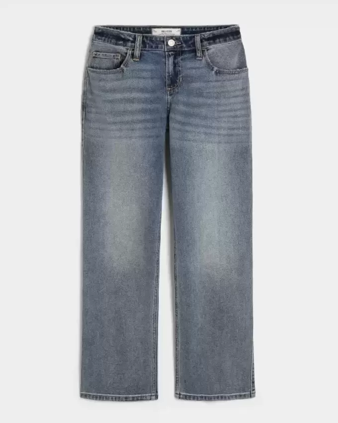 Jeans dritti e rilassati a vita bassa con lavaggio medio