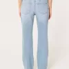 Jeans dritti e rilassati a vita bassa, lavaggio medio effetto consumato