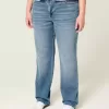 Jeans dritti lavaggio scuro a vita alta