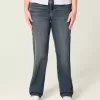 Jeans dritti lavaggio scuro a vita alta