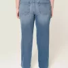 Jeans dritti lavaggio scuro a vita alta