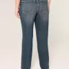 Jeans dritti lavaggio scuro a vita alta