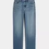 Jeans dritti lavaggio scuro a vita alta