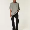 Jeans dritti neri anti-sbiadimento