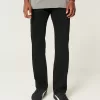 Jeans dritti neri anti-sbiadimento