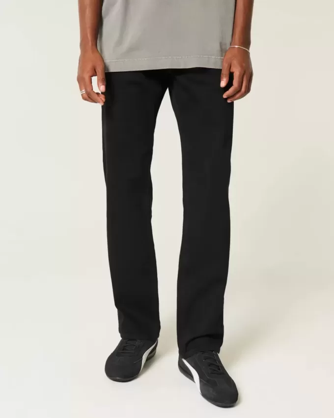 Jeans dritti neri anti-sbiadimento